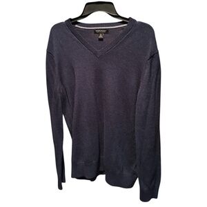 Banana Republic Men's Extra Fine Merino Wool V-neck Sweater Navy XL